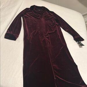 Lands' End Rich Maroon Velvet Robe